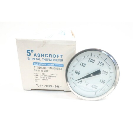 Ashcroft 5In 1/2In 9In 50-400F Npt Bimetal Thermometer 50EI60E09050/400F